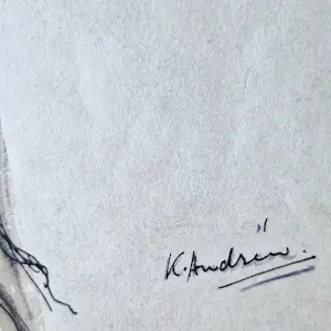 Kees Andrea - Gemengde techniek op papier (aquarel,inkt) - grazend paard - gesigneerd kaufen? Bieten Sie von 57!