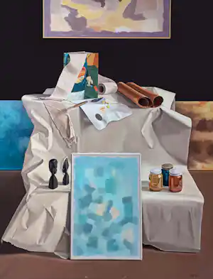 Henk Hollebeek - Het atelier, olieverf op doek verkauft für € 181!