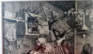 Cornelis Dusart - 2x ets : De vermaarde Schoenmaaker - Heelmeester kopen? Bied vanaf 50!