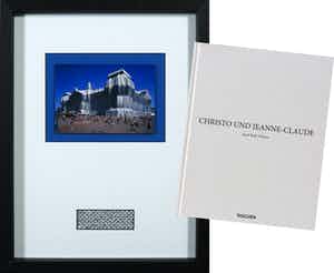 Christo - Handgesigneerde artcard Wrapped Reichstag + Taschen boek verkocht voor € 1!