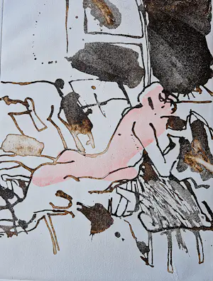 Robert Terwindt - Twee (2) Etsen (1x kleur 1x Z/W) "naakte vrouw op strand" gesigneerd kopen? Bied vanaf 38!