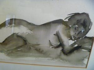 Maya Wildevuur - Liggend naakt - aquarel - 22 x 27 cm / afgeprijsd kopen? Bied vanaf 30!