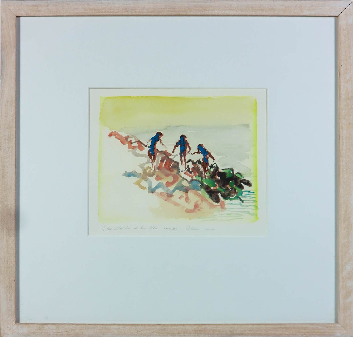 Peter Polderman - Aquarel, St Maries de la mer - Ingelijst verkocht voor € 50!