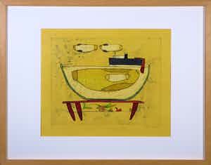 Ellen van Toor - Ets en collage, Ruimte van een beperking - Ingelijst verkocht voor € 1!