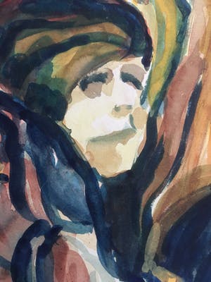 Niet of onleesbaar gesigneerd - Portret van vrouw - aquarel kopen? Bied vanaf 1!