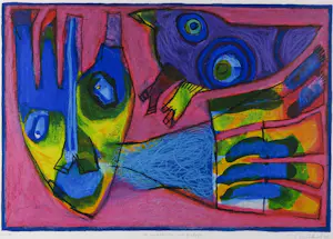 Geert Vrijdag - Zeefdruk op papier, De machine - Ingelijst kopen? Bied vanaf 80!