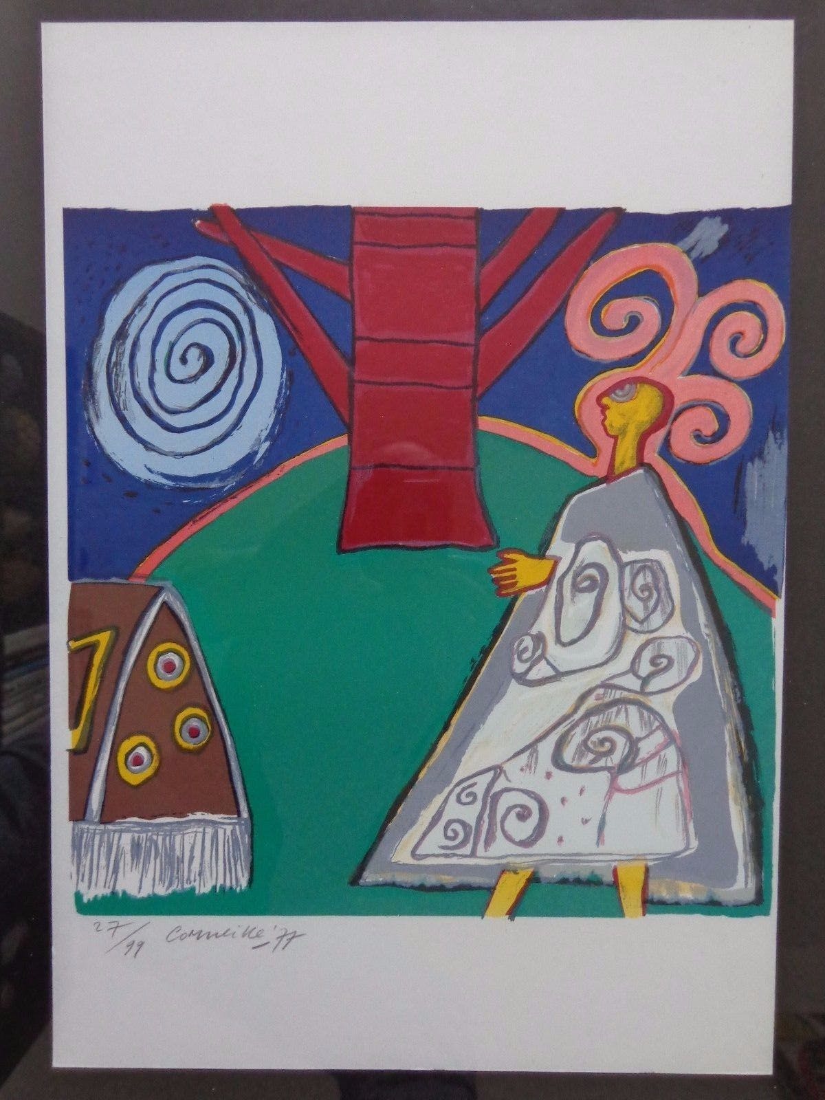 Corneille - KLEURRIJKE FIGURATIE / KLEURLITHO / 77x57cm / KADER / SIG kopen? Bied vanaf 85!