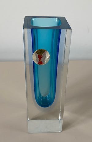 Flavio Poli - Vintage Lichtblauwe Mandruzzato glazen vaas kopen? Bied vanaf 50!