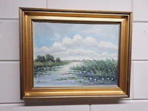 Dicky van Ierssel-Rogmans - Hollands Water Polder Landschap met Plompebladeren kopen? Bied vanaf 95!