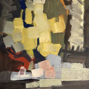 Rene Mels - Wunderschöne, farbenfrohe abstrakte Komposition, um 1958 kopen? Bied vanaf 500!