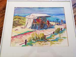 Kees Jansen - Strandtent bij Bergen aan Zee..... verkocht voor € 110!