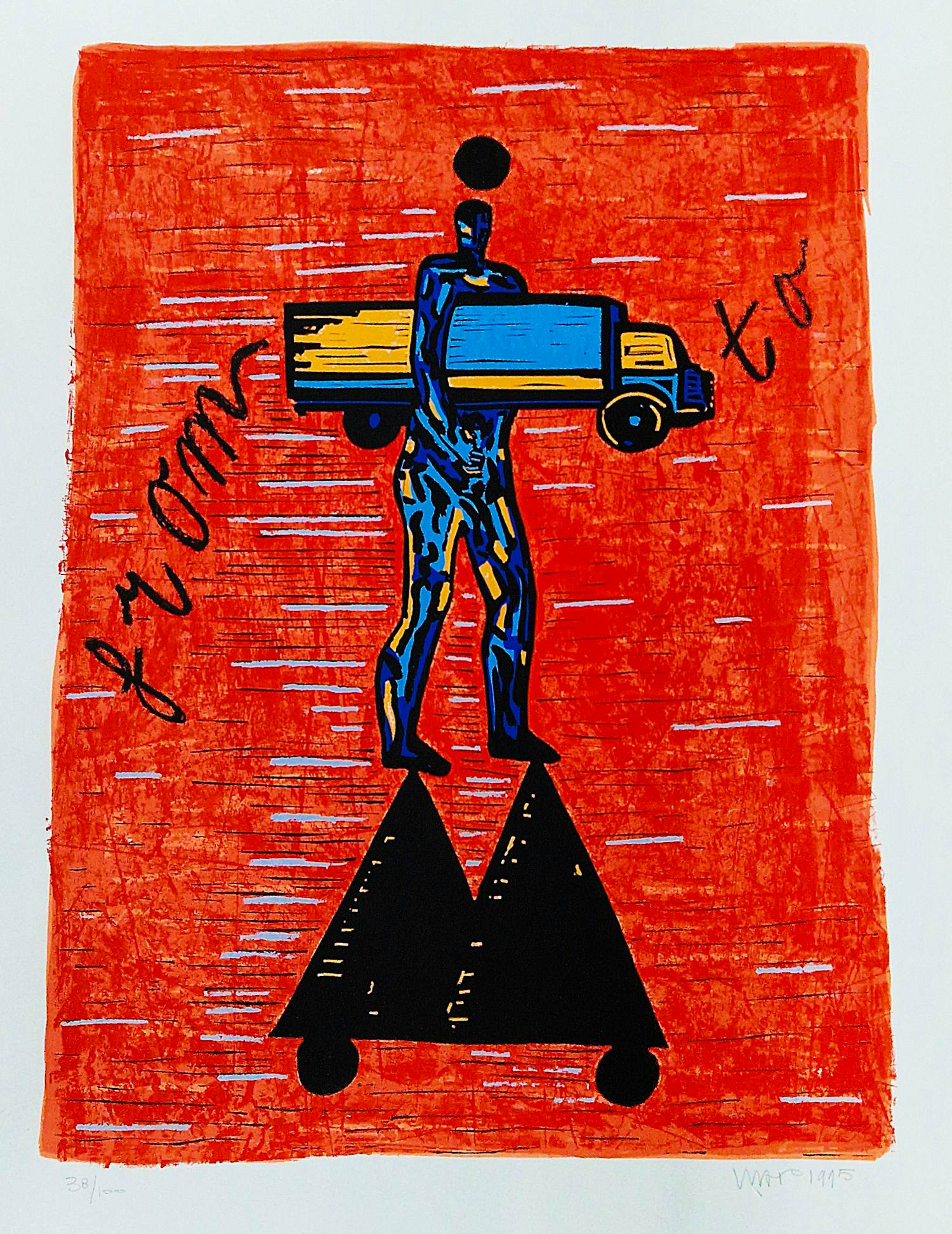 Hans Wap - Grote in 1995 gemaakte kleurenzeefdruk “From—To “ - beperkte oplage (100) kopen? Bied vanaf 39!