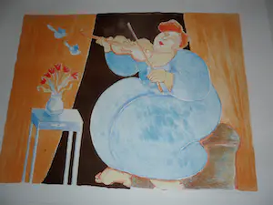 Ada Breedveld - Zeefdruk. Titel, "Violiste". kopen? Bied vanaf 50!