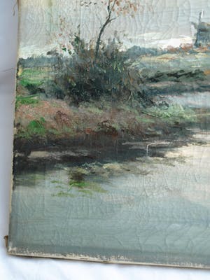 Clemens Wolters - Olieverf op doek, Molens in een Hollands landschap – ca 1915 kopen? Bied vanaf 35!