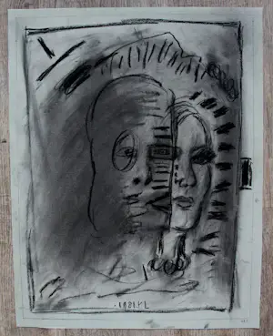 Reinier Lucassen - Krijttekening: 2 figuren - 1981 kopen? Bied vanaf 275!