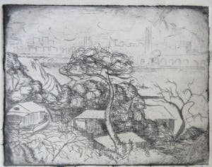 Niet of onleesbaar gesigneerd - Miniatuur pentekening van een heuvellandschap kopen? Bied vanaf 1!