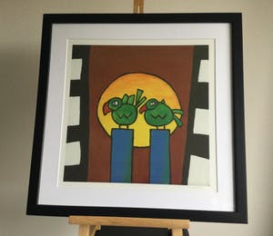 Piet Quekel - Lot van 2 kleurrijke zeefdrukken | Rode vogel & Twee groene vogels (nieuw!) kopen? Bied vanaf 59!