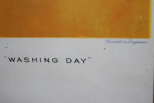 Willy Schermele - Poppenwasdag - ingelijste kleurenlitho uit 1937 -> GRATIS verzending NL kopen? Bied vanaf 50!