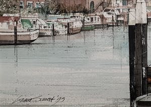 Ciano Siewert - Aquarel | 'Haven van Dordrecht, met de Grote kerk' | 1993 kopen? Bied vanaf 575!