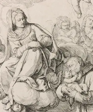 Niet of onleesbaar gesigneerd - Gedetailleerde gravure mogelijk van de School van Bologna kopen? Bied vanaf 1!