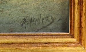 Piet Peters - Wintergezicht met boerderij aan water kopen? Bied vanaf 95!