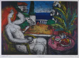 Michael Leu - Ets/Aquatint, Patio #59 kopen? Bied vanaf 50!