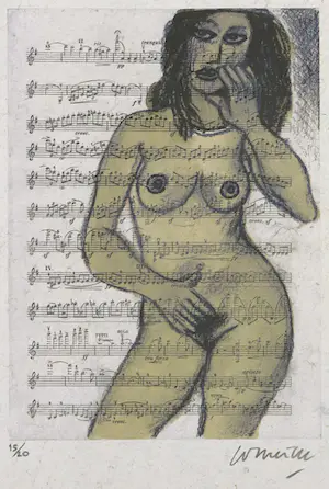 Corneille - Zeefdruk, "Naakt op muziekpapier" kaufen? Bieten Sie von 100!