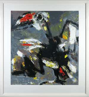 Nico Molenkamp - Zeefdruk, Vogel - Ingelijst (Groot) verkocht voor € 150!