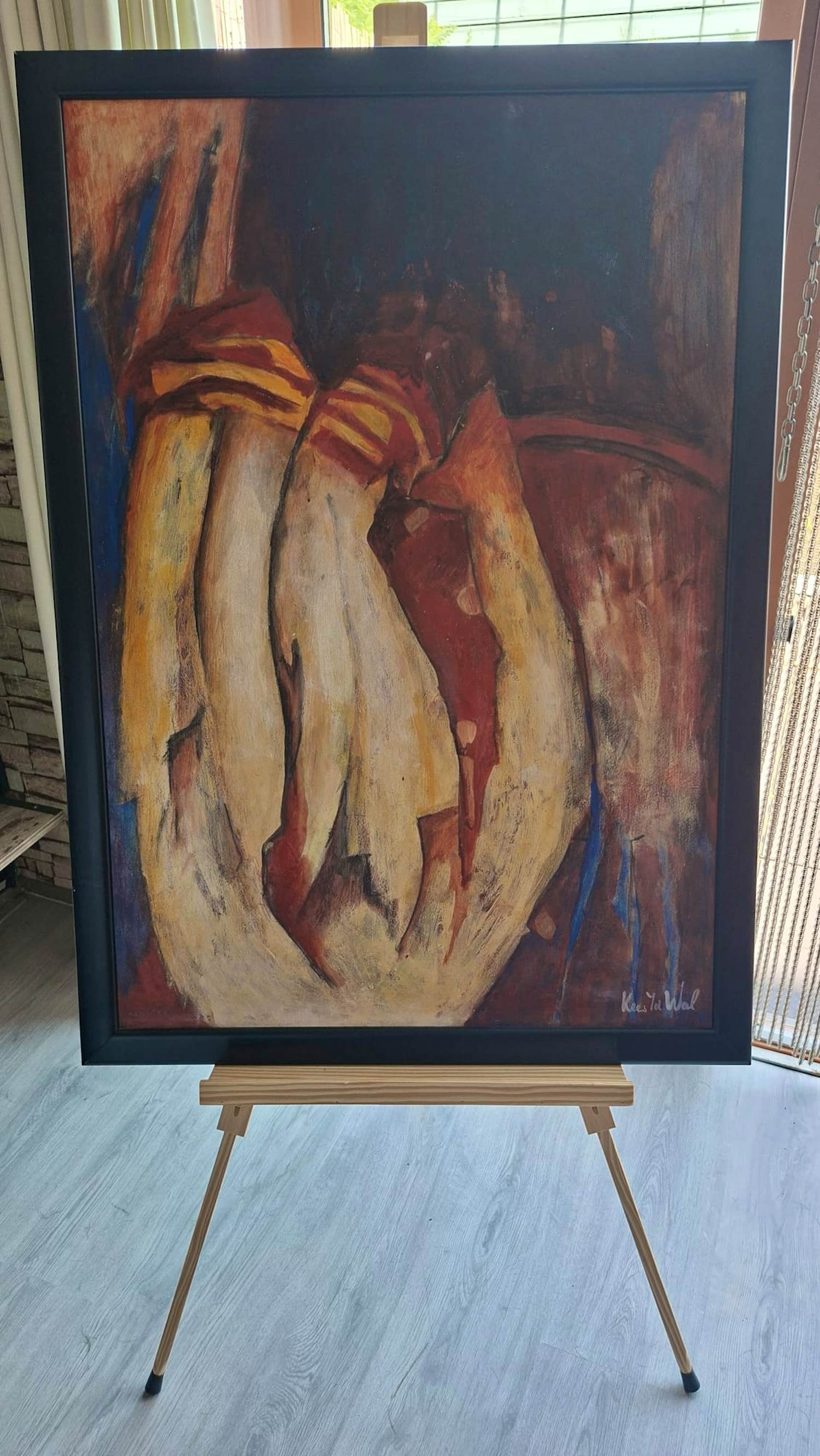 Kees van de Wal - Omhoog naar het licht" - Groot abstract werk in baklijst - 105 x 75 cm kopen? Bied vanaf 450!