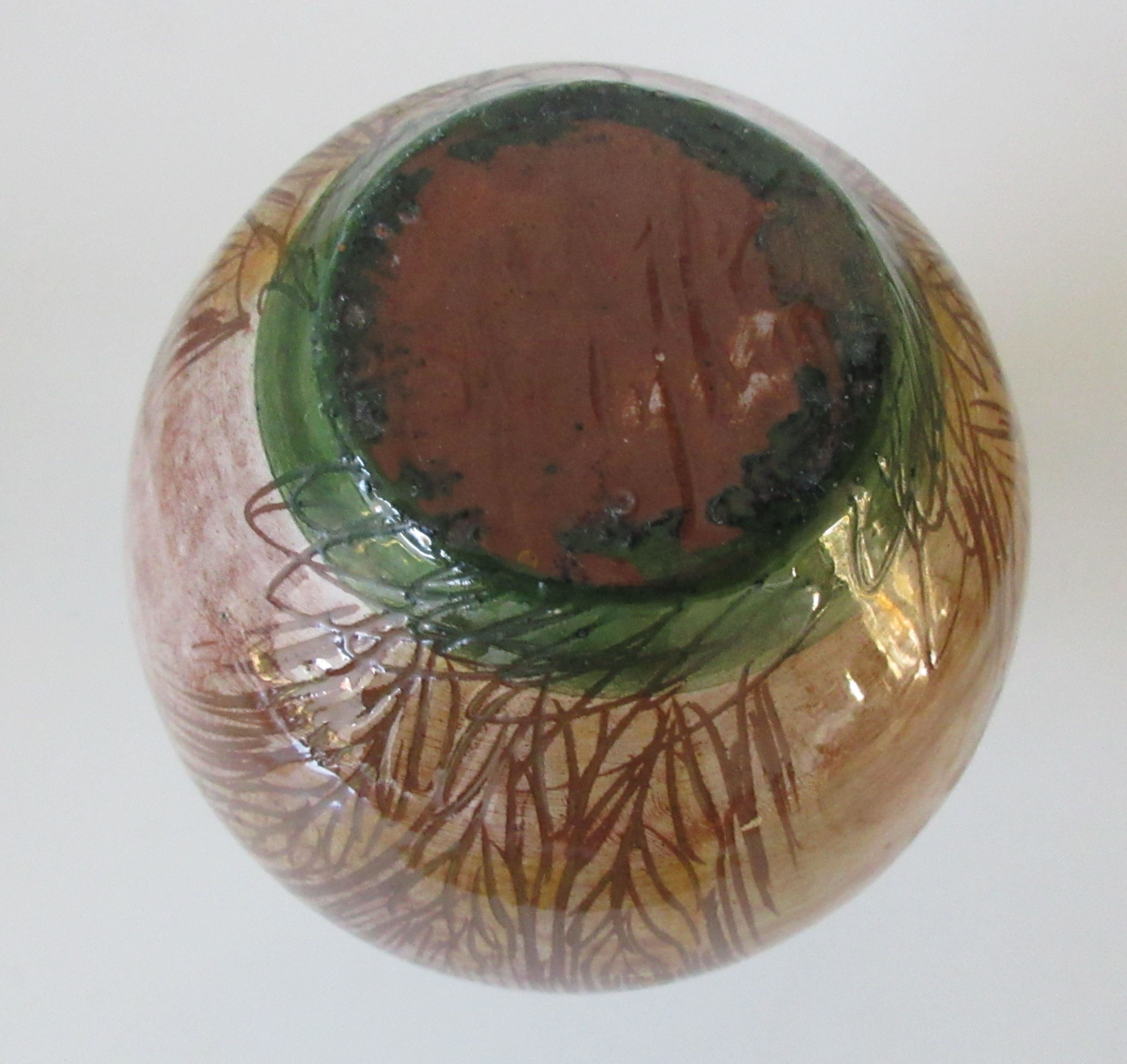 Niet of onleesbaar gesigneerd - Studio keramisch vaasje met handbeschilderd fantasie decor kopen? Bied vanaf 1!