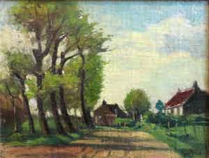 Andries van der Sloot - Plattelandshuisjes met bomen en zandweg verkocht voor € 150!
