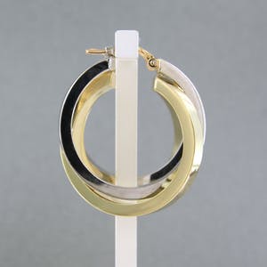 18k bicolor gouden creolen - afm. 3,0 cm x 1,1 cm kopen? Bied vanaf 350!