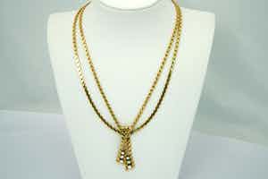 1921 -Vintage 14 kt goud & diamant (1.00ct) dubbele Scroll ketting - Strikmodel verkocht voor € 1340!