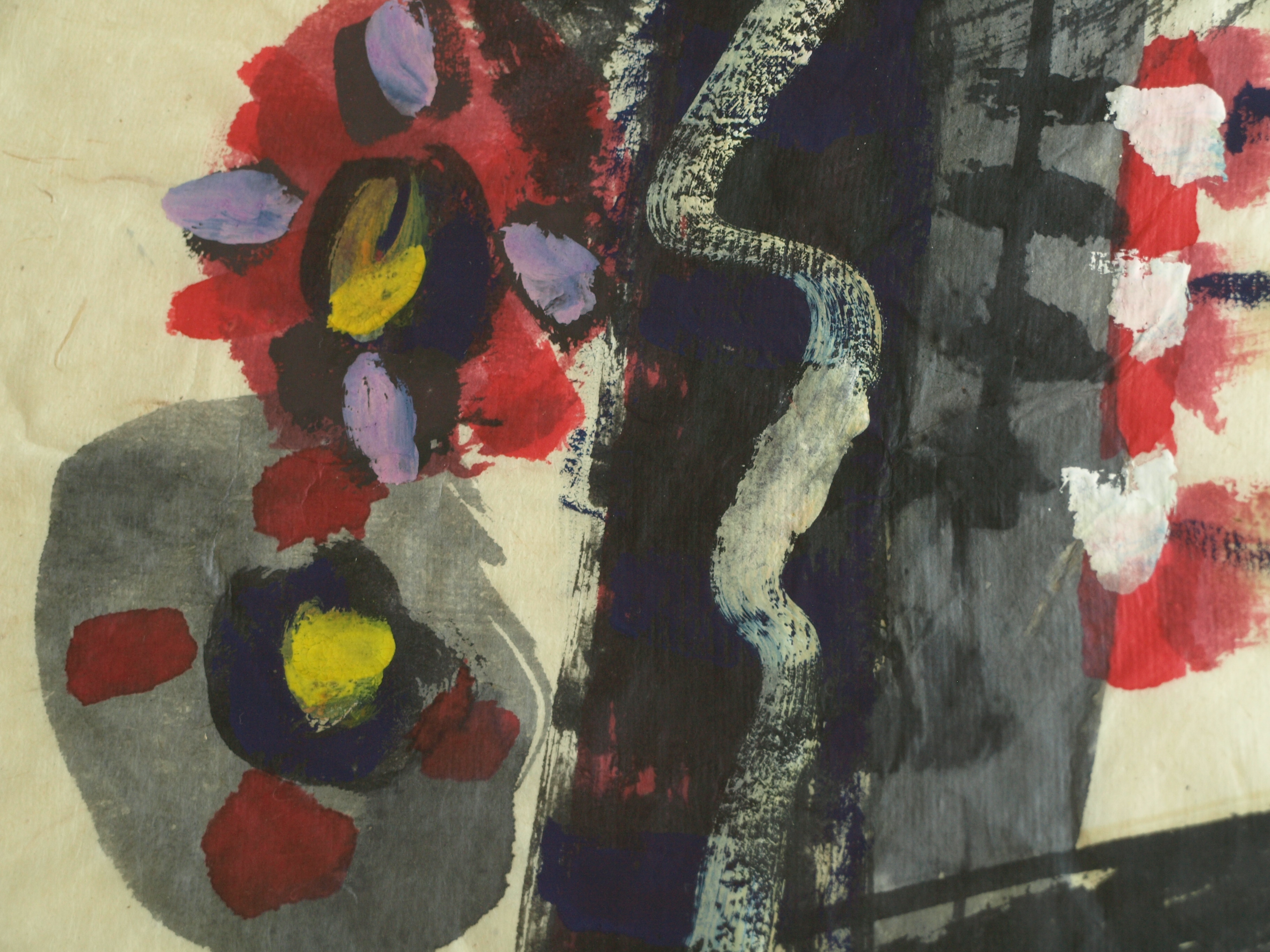 Niet of onleesbaar gesigneerd - Gouache , Abstract - gesigneerd & ingelijst - GROOT - 103 x 77 cm kopen? Bied vanaf 1!