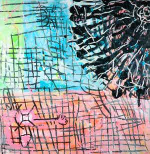 Rachid Ben Ali - Gemengde techniek op doek, Zonder titel (Groot) verkocht voor € 1!