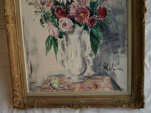 Niet of onleesbaar gesigneerd - Olieverf doek, “Bloemstilleven” – ingelijst – Groot – gesigneerd kopen? Bied vanaf 1!
