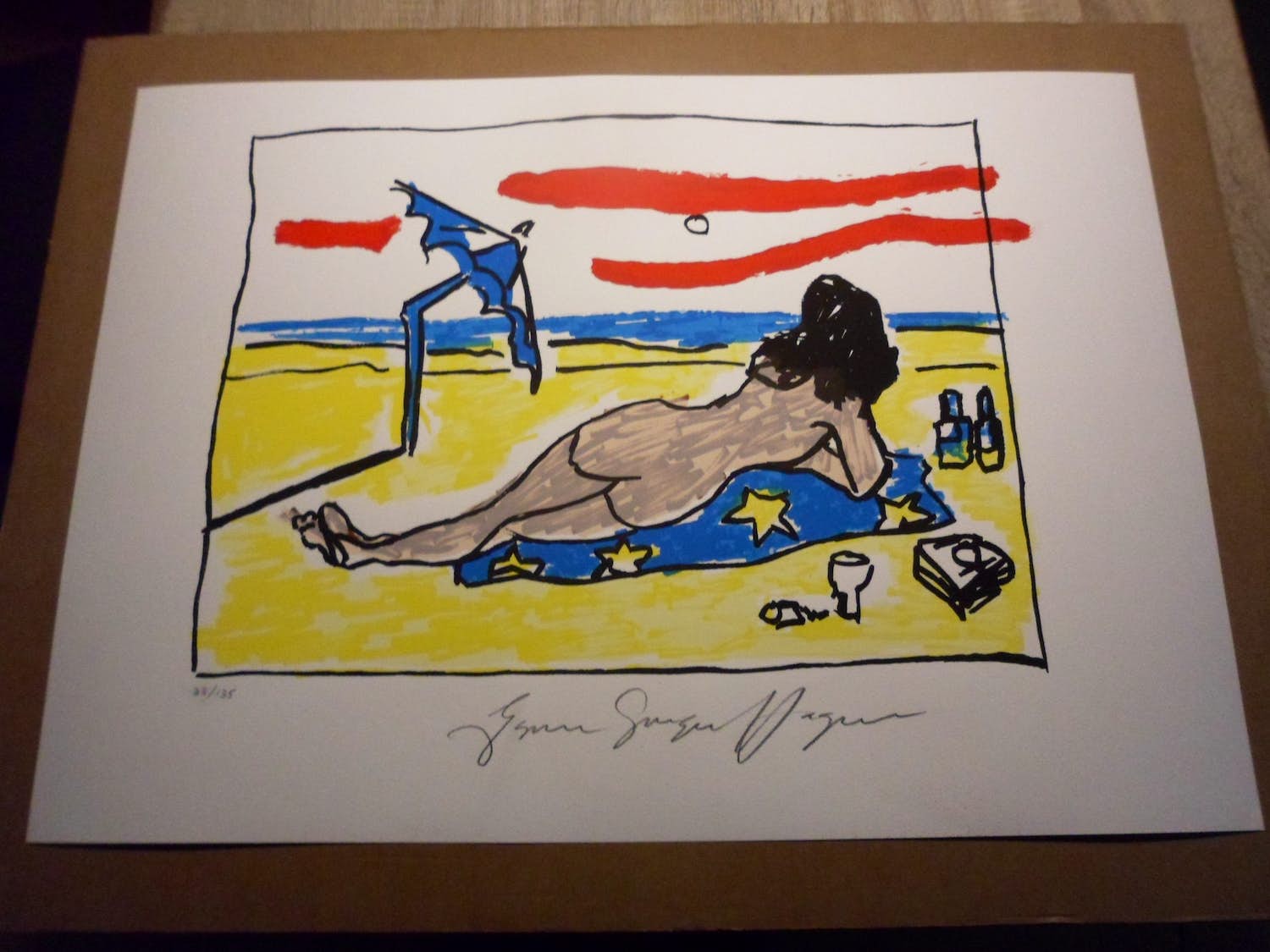 Espen Hagen - Zeefdruk, "Beach ". verkocht voor € 40!