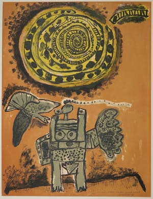 Corneille - Litho, Femme-déesse, oiseau, grand soleil kopen? Bied vanaf 350!