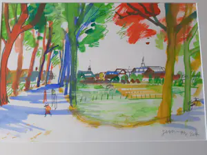 Guus van Eck - Gouache, Stevensweert. kopen? Bied vanaf 225!