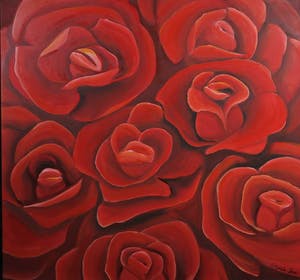 Gabriela Stroe - Olieverf op doek, Rode Roosjes (Groot) kopen? Bied vanaf 40!