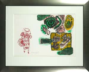 Corneille - Litho, Zonder titel, uit Femme de Nuit et d'Aube - Ingelijst verkocht voor € 200!