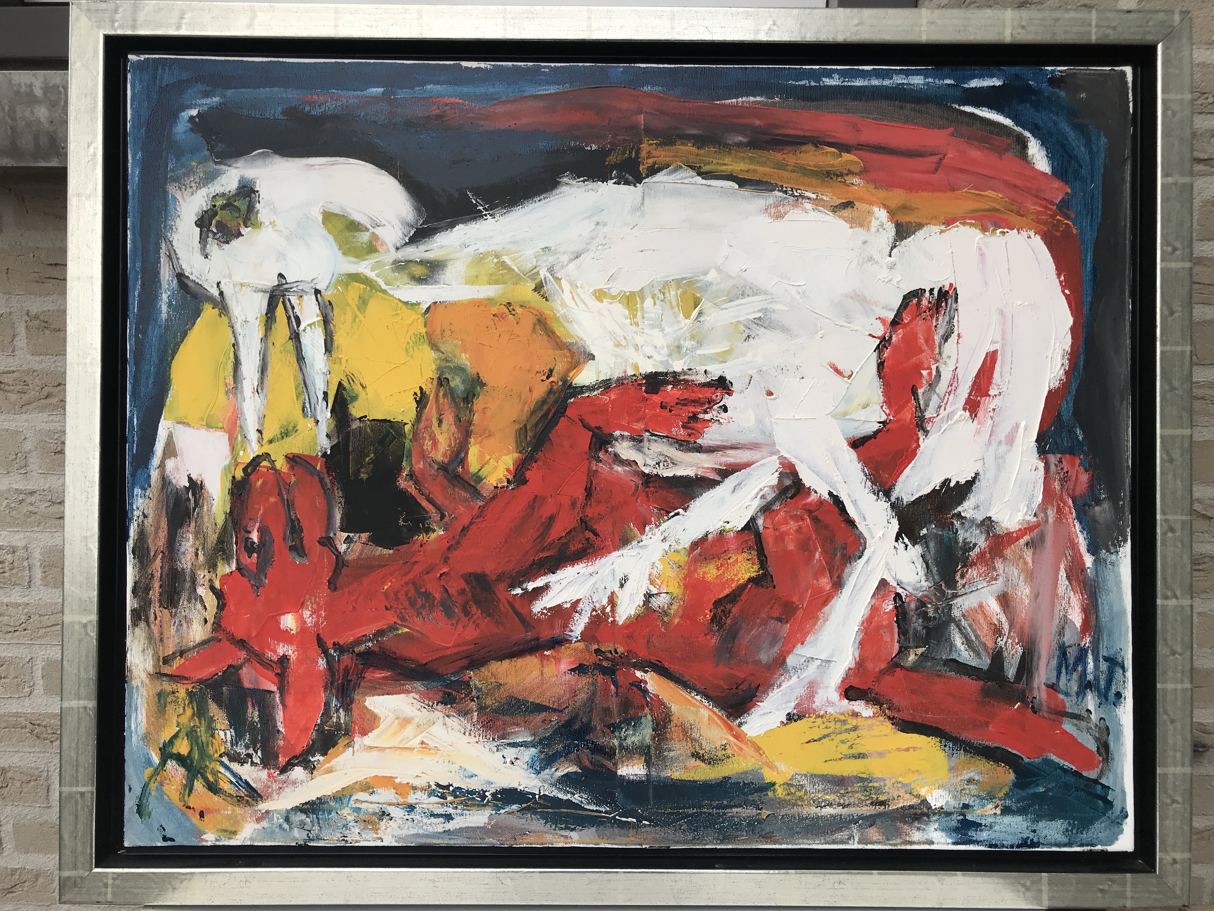 Martin van Wordragen - Olieverf op doek - Terreur in de volière 2002 verkocht voor € 590!