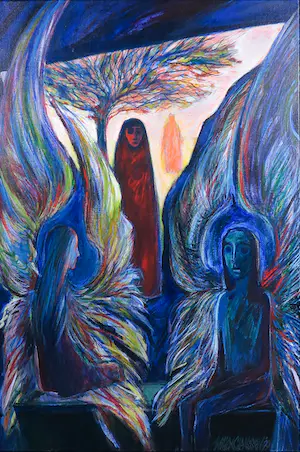 Willem Claassen - Acryl op doek, Maria Magdalena betreed het Koningsgraf - Ingelijst (Groot!) kopen? Bied vanaf 50!