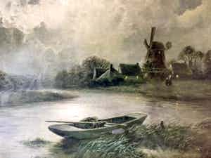 James Walter Gozzard - Waterlandschap - Olieverf op paneel, Ingelijst verkocht voor € 60!