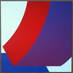 Yvonne Kracht - Geometrische abstracte compositie, zeefdruk kopen? Bied vanaf 50!