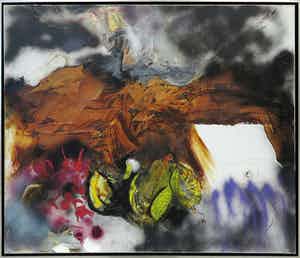 Ger Lataster - Gemengde techniek op doek, Z.T. Abstracte compositie - Ingelijst (Groot) verkocht voor € 2500!