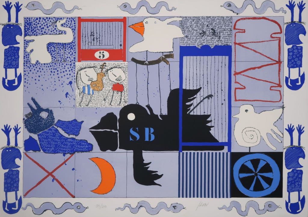 Christian Silvain - Christian Silvain: Zeefdruk, L'Oiseau Noir verkocht voor € 35!