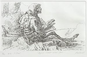 Gerard Bellaart - Ets, Liggend skelet kopen? Bied vanaf 1!