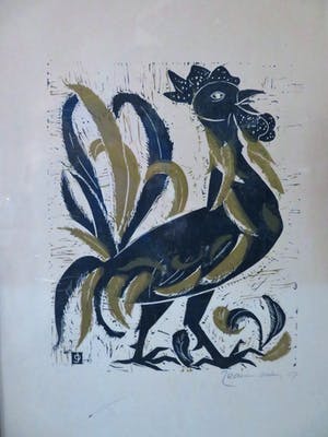 Jeanne Bieruma Oosting - Jeanne Oosting- Kleurenhoutsnede - Haan kopen? Bied vanaf 40!