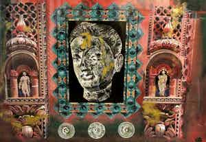 Gerti Bierenbroodspot - grote zeefdruk: Gandhara - 2004 (mooie lijst !) verkocht voor € 150!